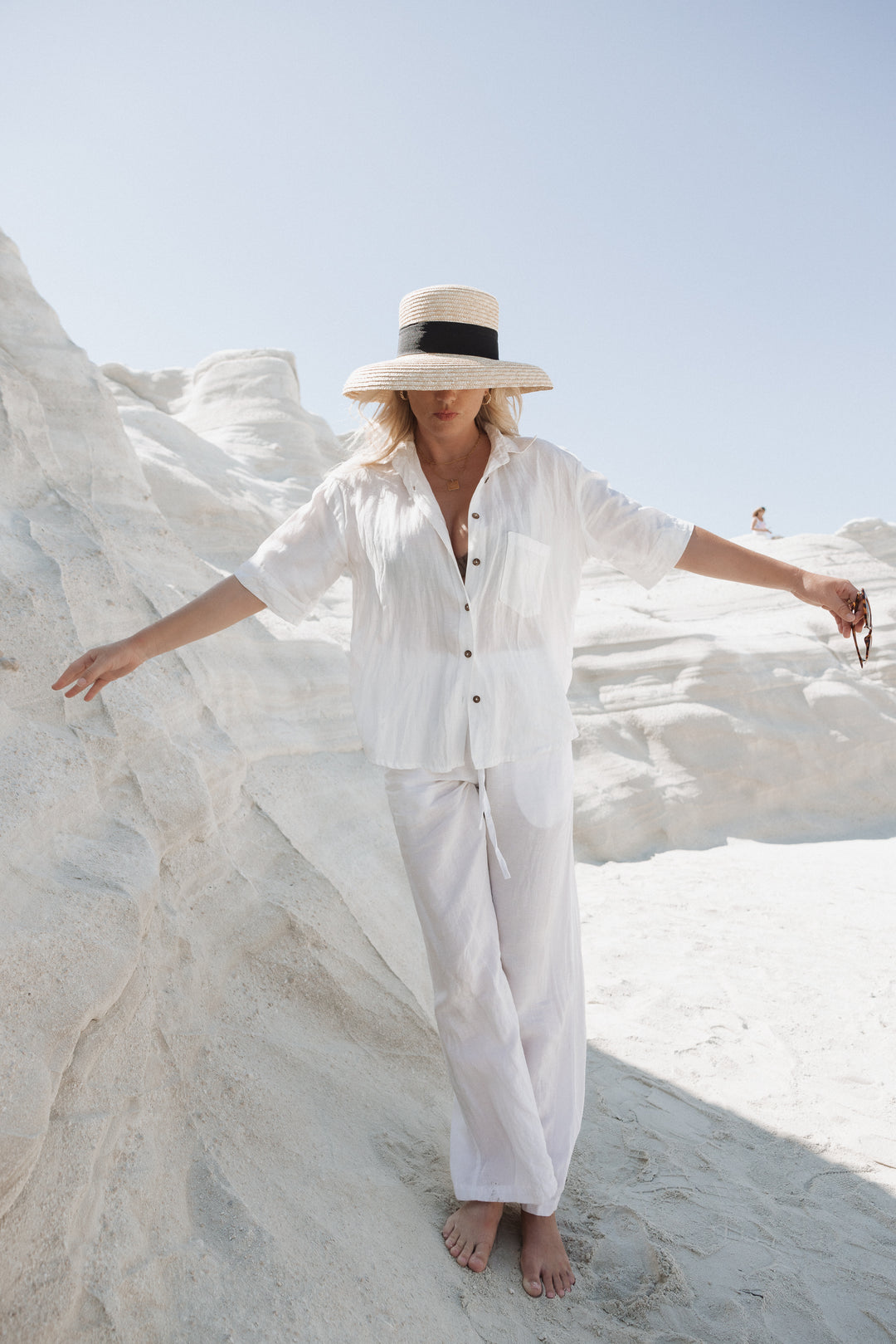 Hawaii White Linen Top and Linen Pants